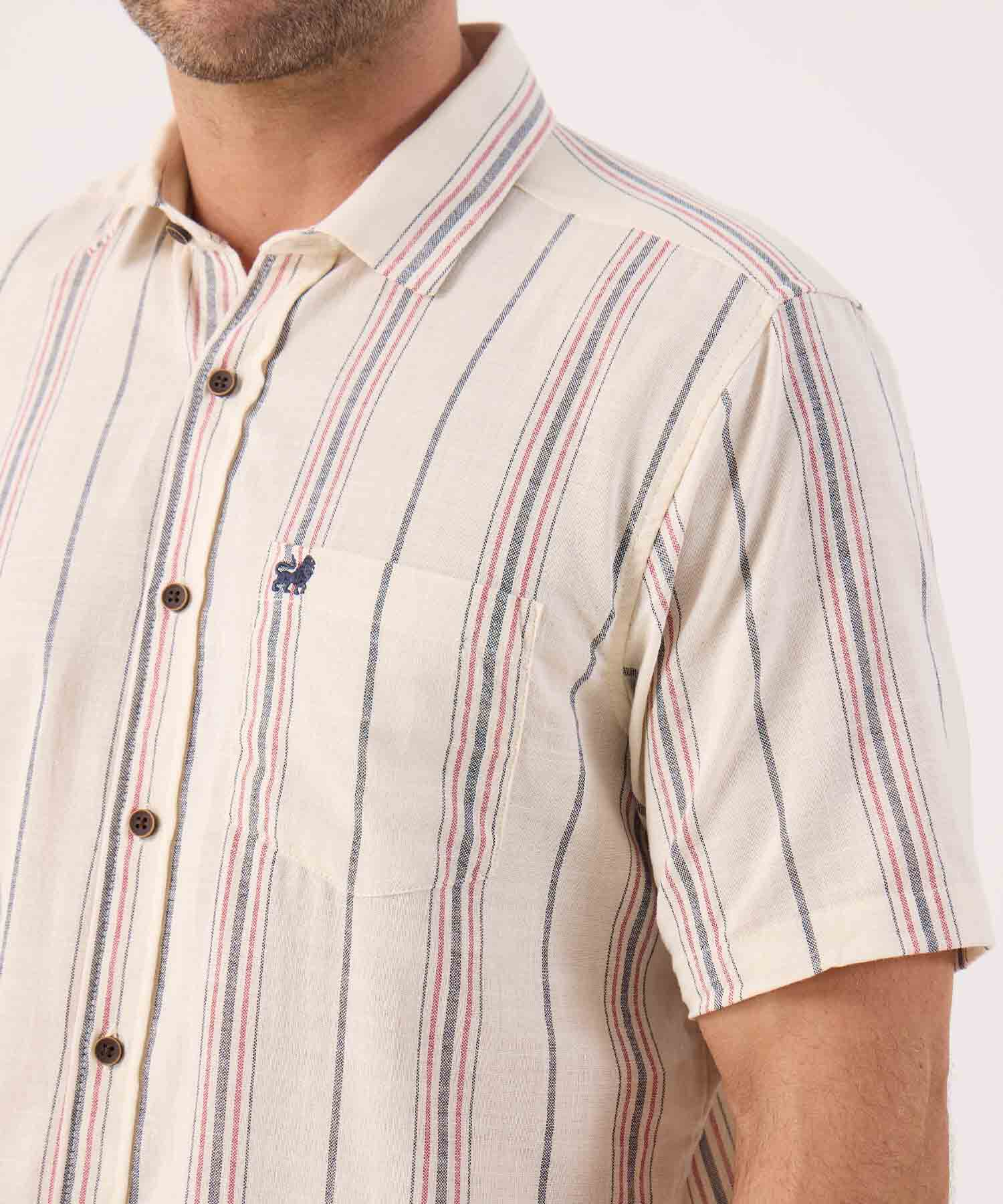 Camisa A Rayas Con Bolsillo 